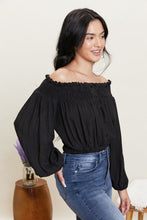 Load image into Gallery viewer, HYFVE Never Too Chic Off-Shoulder Button Front Crop Top