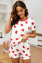 Load image into Gallery viewer, Heart Print Tee and Drawstring Shorts Loungewear Set