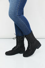 Load image into Gallery viewer, Forever Link Rhinestone Lace-Up Combat Booties