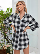 Load image into Gallery viewer, Plaid Lapel Collar Shirt Dress