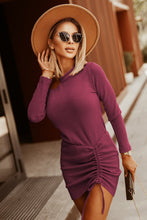 Load image into Gallery viewer, Drawstring Cutout Long Sleeve Mini Dress