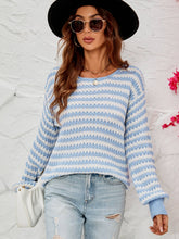 Load image into Gallery viewer, Striped Dropped Shoulder Tie-Back Sweater