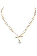 Load image into Gallery viewer, Front-Clasp Cable Chain Necklace with Rhinestone DIBS 0001