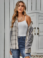 Load image into Gallery viewer, Plaid Button Down Curved Hem Shacket