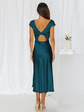 Load image into Gallery viewer, Round Neck Cap Sleeve Midi Dress