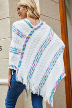 Load image into Gallery viewer, Colorful Stripe V-Neck Asymmetrical Fringe Hem Poncho