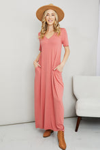 Load image into Gallery viewer, Zenana Full Size Short Sleeve V-Neck T-Shirt Dress with Pockets