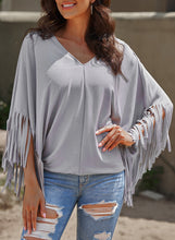 Load image into Gallery viewer, Fringe Trim Center Seam Dolman Sleeve Top