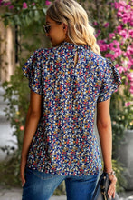 Load image into Gallery viewer, Floral Round Neck Flutter Sleeve Blouse