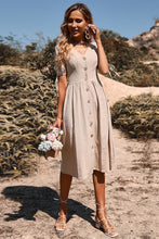 Load image into Gallery viewer, Button Down Tie Cuff Midi Dress