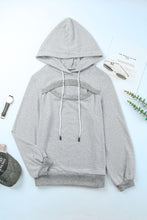 Load image into Gallery viewer, Cutout Ribbed Trim Drawstring Hoodie