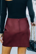 Load image into Gallery viewer, Asymmetrical PU Leather Mini Skirt