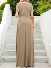 Load image into Gallery viewer, Round Neck Short Sleeve Maxi Dress with Pockets