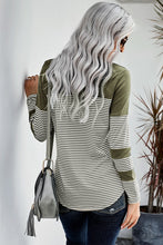 Load image into Gallery viewer, Striped Contrast Round Neck Long Sleeve Top