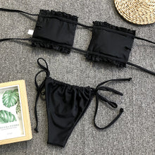 Load image into Gallery viewer, Frill Trim Ruched Bikini Set