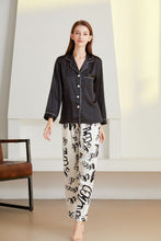 Load image into Gallery viewer, Satin Button-Up Lapel Collar Top and Pants Pajama Set