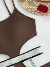 Load image into Gallery viewer, Glitter Cutout Spaghetti Strap One-Piece Swimsuit