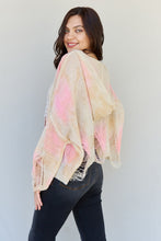 Load image into Gallery viewer, POL Mix It Up Tie Dye Hooded Distressed Sweater in Ivory/Pink