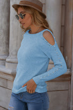 Load image into Gallery viewer, Round Neck Cold Shoulder Long Sleeve Sweater