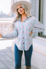 Load image into Gallery viewer, Plaid Button-Up Dropped Shoulder Shirt