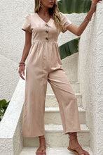 Load image into Gallery viewer, Short Puff Sleeve V-Neck Jumpsuit