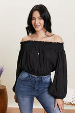 Load image into Gallery viewer, HYFVE Never Too Chic Off-Shoulder Button Front Crop Top