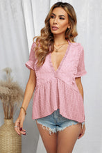 Load image into Gallery viewer, Swiss Dot Deep V Flounce Sleeve Blouse