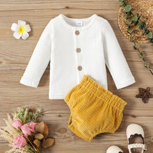 Load image into Gallery viewer, Baby Button Front Waffle Knit Top and Bloomer Set