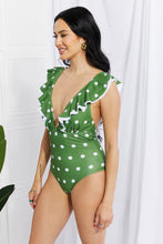 Load image into Gallery viewer, Marina West Swim Moonlit Dip Ruffle Plunge Swimsuit in Mid Green