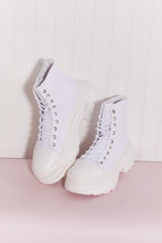 Load image into Gallery viewer, Berness Stick To It Platform Lace-Up Booties in White