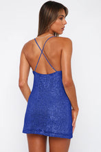 Load image into Gallery viewer, Cowl Neck Contrast Sequin Sleeveless Mini Dress