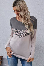 Load image into Gallery viewer, Leopard Color Block Waffle-Knit Top