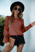 Load image into Gallery viewer, Ruched Round Neck Keyhole Back Blouse
