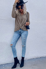 Load image into Gallery viewer, Twist Front Long Sleeve Waffle Knit Top