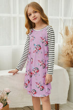 Load image into Gallery viewer, Girls Floral Striped Raglan Sleeve Dress