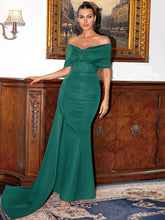 Load image into Gallery viewer, Gathered Detail Cascading Off-Shoulder Fishtail Dress