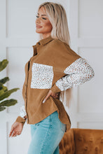 Load image into Gallery viewer, Leopard Corduroy Dropped Shoulder Jacket