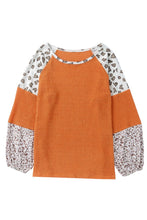 Load image into Gallery viewer, Leopard Contrast Waffle Knit Top