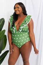Load image into Gallery viewer, Marina West Swim Moonlit Dip Ruffle Plunge Swimsuit in Mid Green