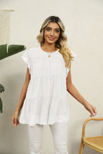 Load image into Gallery viewer, Swiss Dot Round Neck Tiered Blouse