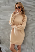 Load image into Gallery viewer, Turtleneck Dropped Shoulder Sweater Dress