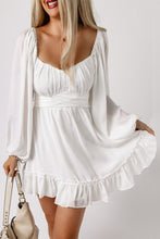 Load image into Gallery viewer, Ruffle Hem Tie-Back Balloon Sleeve Mini Dress