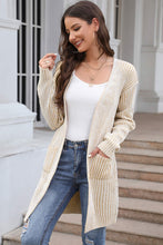 Load image into Gallery viewer, Open Front Dropped Shoulder Pocket Longline Cardigan
