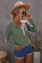 Load image into Gallery viewer, Elbow Patch Waffle Knit Henley Top