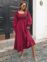Load image into Gallery viewer, Smocked Ruffle Hem Flounce Sleeve Dress