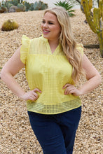 Load image into Gallery viewer, And The Why Full Size Ruffle Sleeve Grid Babydoll Top