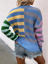 Load image into Gallery viewer, Split Stripes Rib-Knit Sweater