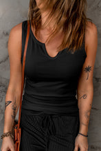 Load image into Gallery viewer, Notched Neck Ribbed Tank Top