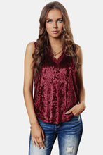 Load image into Gallery viewer, Lace Trim Velvet Cami Top