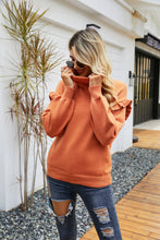 Load image into Gallery viewer, Ruffled Dropped Shoulder Turtleneck Sweater DIBS PUMPKIN